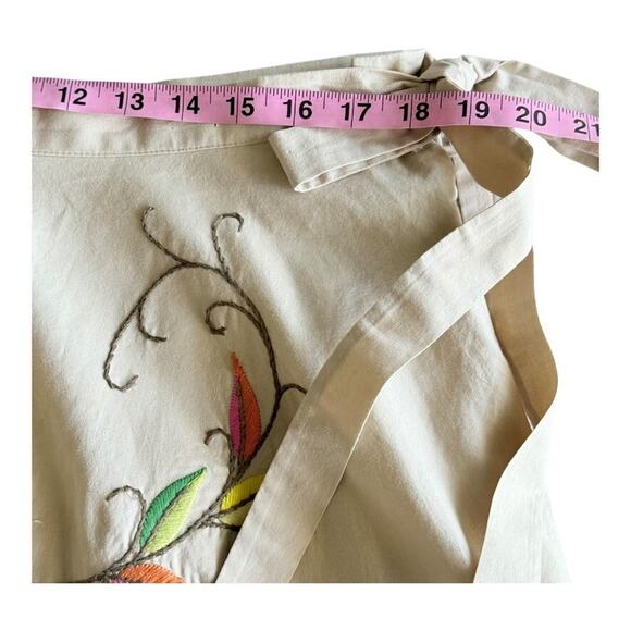 BCBGMAXAZRIA Floral Embroidered Flared A-Line Skirt Tan Neutral 100% Cotton L - Picture 9 of 13